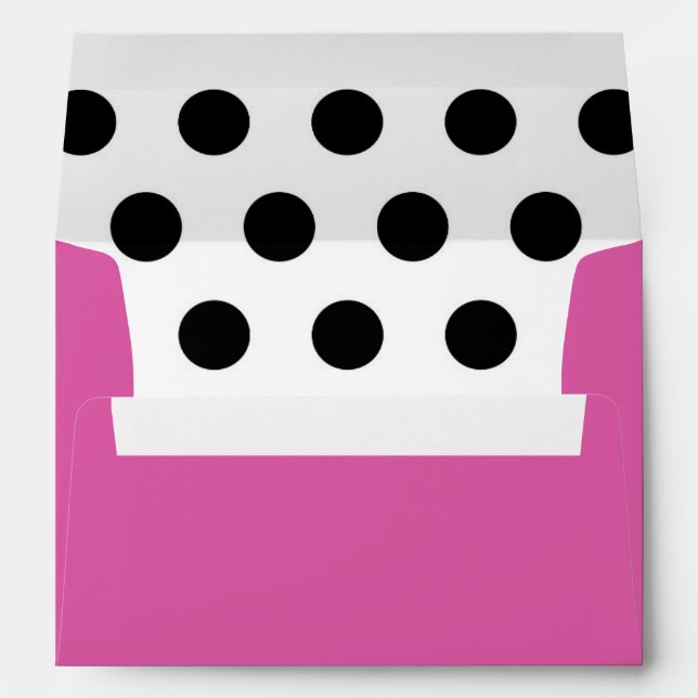 Hot Pink Black & White Polka Dot Envelope (Back (Bottom))