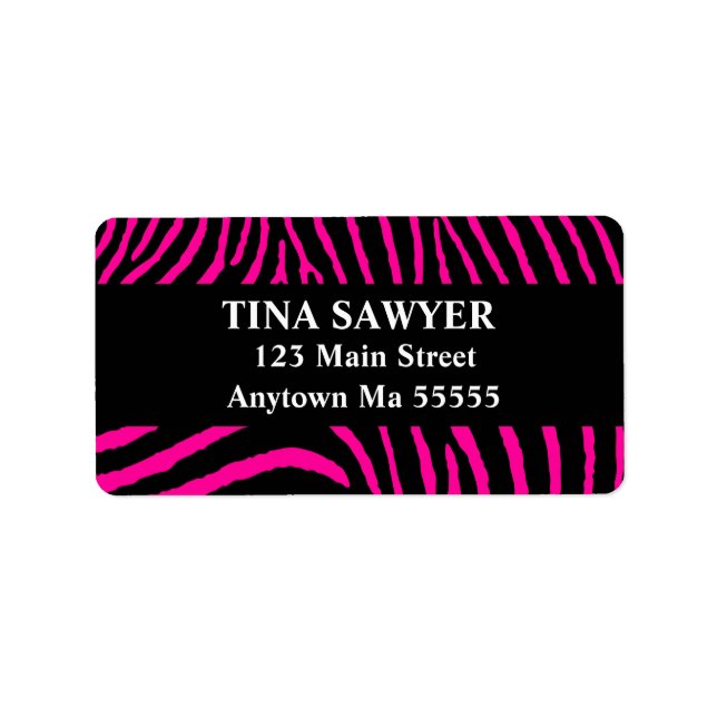Hot Pink Black Zebra Return Address Labels (Front)