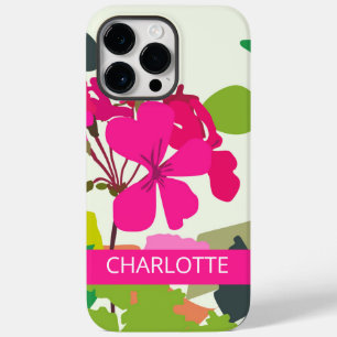  Hot Pink Blooming Geraniums Florist Custom Name  Case-Mate iPhone 14 Pro Max Case