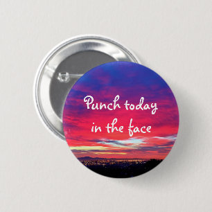 Hot Pink Blue Sunset Punch Today In The Face Bold 6 Cm Round Badge