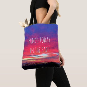Hot Pink Blue Sunset Punch Today In The Face Bold Tote Bag