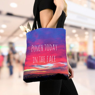 Hot Pink Blue Sunset Punch Today In The Face Bold Tote Bag