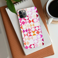 Hot Pink Blush Coral Red Orange Mosaic Art Pattern