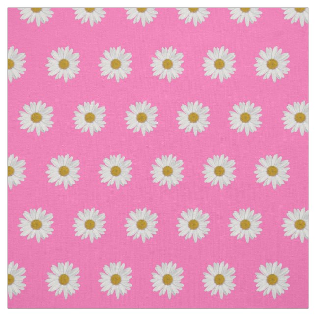 Hot Pink Bohemian Daisy Pattern  Fabric (Swatch)