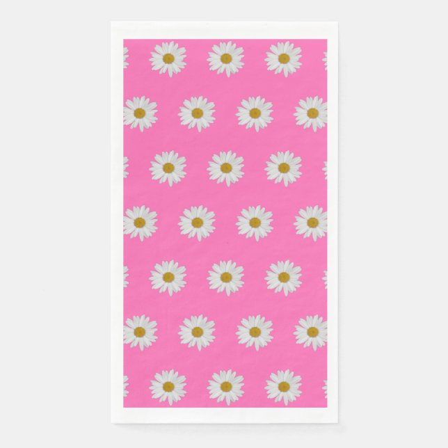 Hot Pink Bohemian Daisy Pattern   Napkin (Front)