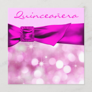 Hot Pink Bokeh Sparkle Quinceanera Invitation