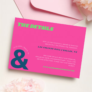 Hot Pink Bold Ampersand Playful Wedding Details Enclosure Card