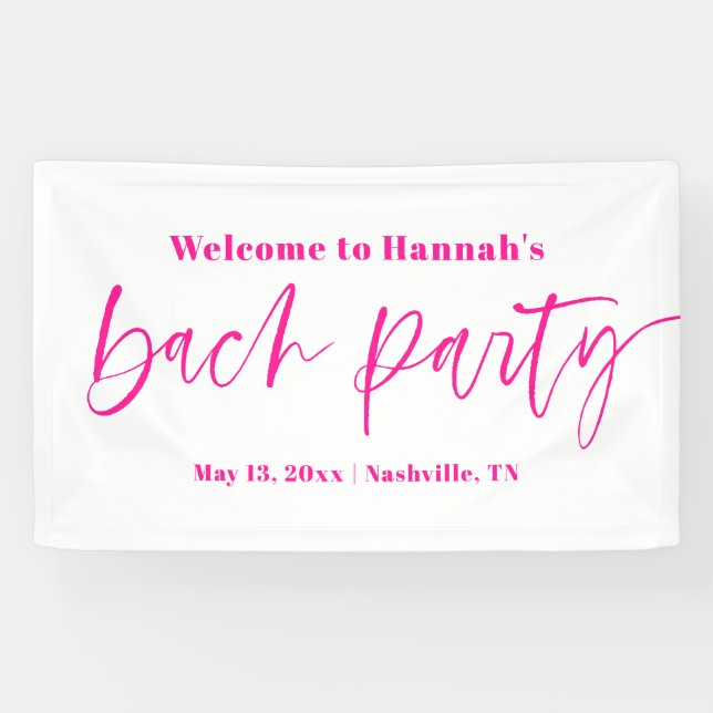 Hot Pink Bold Bachelorette Party Welcome Banner (Horizontal)