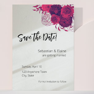 Hot Pink & Bold Magenta Floral & Sunlight Wedding Save The Date