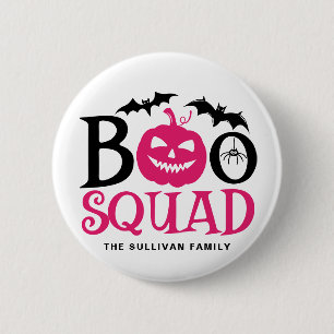 Hot Pink Boo Squad Spooky Lettering Halloween 6 Cm Round Badge