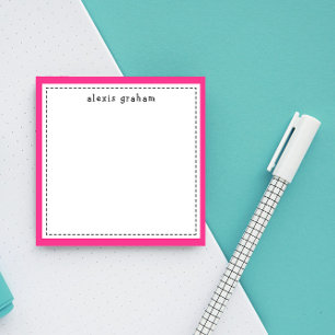 Hot Pink Border Add Name Personalised Post-it Notes