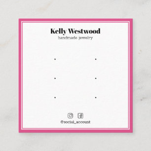 HOT PINK BORDER EARRING DISPLAY LOGO SOCIAL ICONS SQUARE BUSINESS CARD
