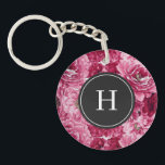 Hot Pink Botanical Peonies Pattern Monogram Key Ring<br><div class="desc">Elegant and feminine custom keychain featuring botanical pattern of pink peonies. Personalise by adding a monogram. This pink floral pattern keychain will be perfect as a personalised gift for weddings,  bridal showers, birthdays and so much more. Matching items are available.</div>