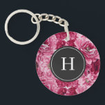 Hot Pink Botanical Peonies Pattern Monogram Key Ring<br><div class="desc">Elegant and feminine custom keychain featuring botanical pattern of pink peonies. Personalise by adding a monogram. This pink floral pattern keychain will be perfect as a personalised gift for weddings,  bridal showers, birthdays and so much more. Matching items are available.</div>