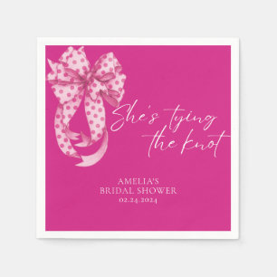 Hot Pink bow She's Tying the Knot Bridal Shower Napkin