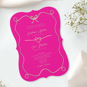 Hot Pink Bracket Wedding Invitation