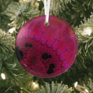 Hot Pink Brain Waves Fractal Abstract Suncatcher  Glass Tree Decoration