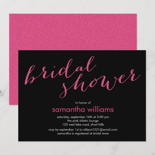 Hot Pink Bridal Shower Invitation (Front/Back)