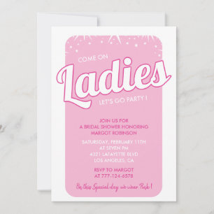  Hot pink bridal shower invitation colourful girly