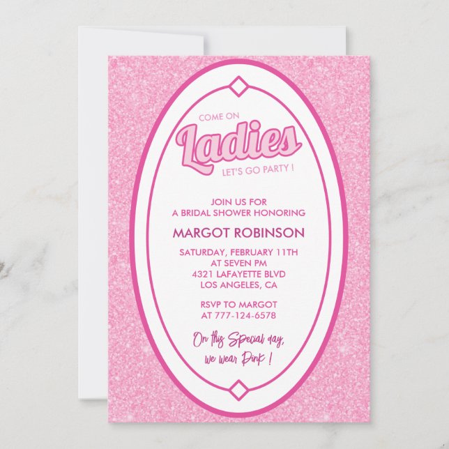 Hot pink bridal shower invitations Chic Modern (Front)