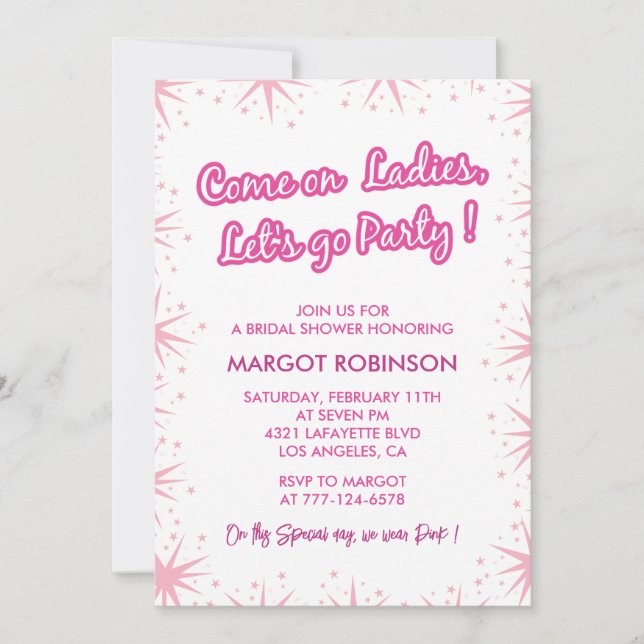 Hot pink bridal shower invitations Colourful Trend (Front)