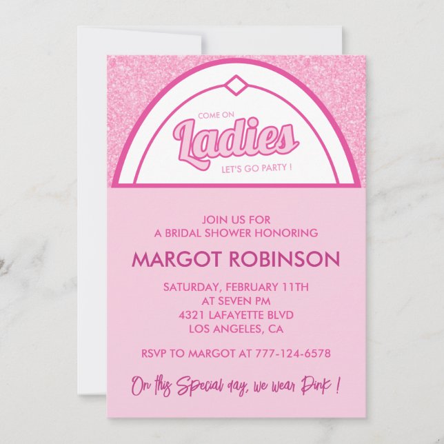 Hot pink bridal shower invitations magenta girly  (Front)