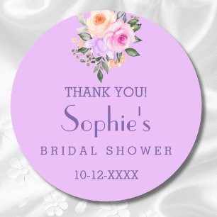 Hot Pink Bright Floral Bridal Shower Thank You   Classic Round Sticker