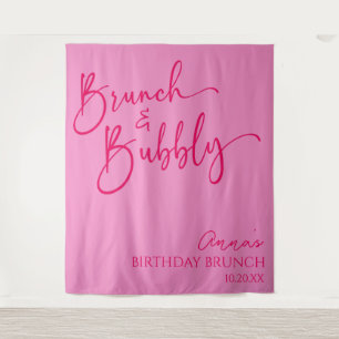 Hot Pink Brunch and Bubbly Birthday Brunch Party Tapestry