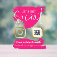 Hot Pink Brushstrokes Faux Gold Let's Get Social