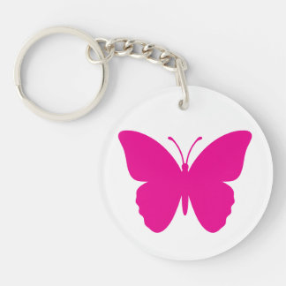 Hot Pink Butterfly Acrylic Girl Key Ring