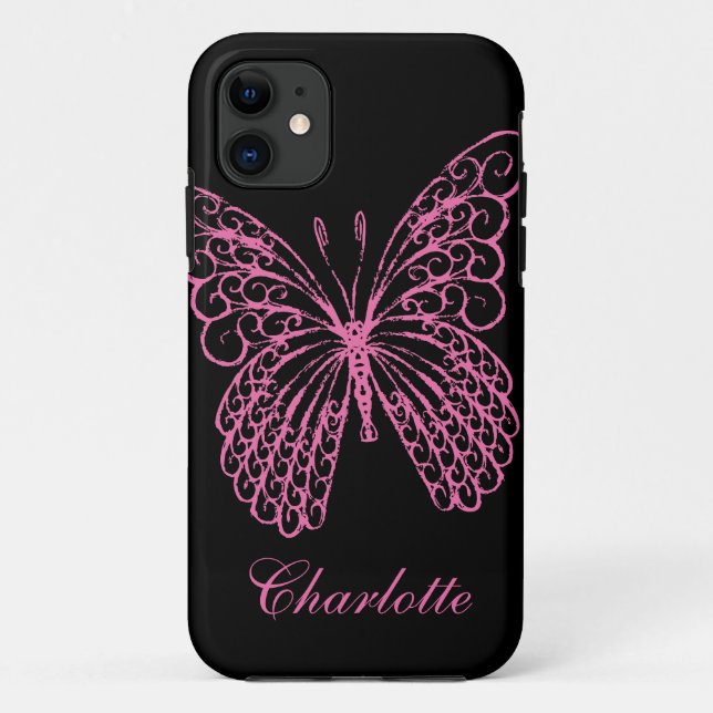 Hot Pink Butterfly iPhone 5Case-MateBarelyThere Case-Mate iPhone Case (Back)