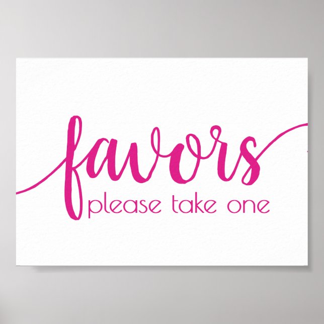 Hot Pink Calligraphy | Bubblegum Favours Table Sig Poster (Front)