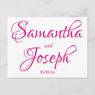 Hot Pink Calligraphy Save the Date Announcement Postcard