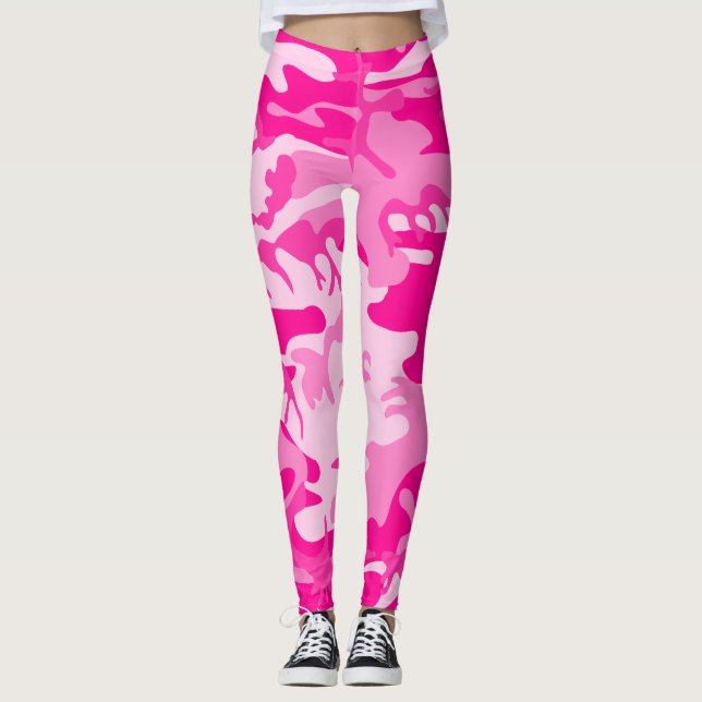 hot pink camo camouflage leggings (Front)
