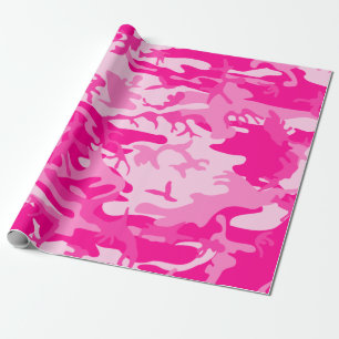 hot pink camo camouflage wrapping paper