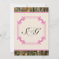 Hot Pink Camo Rustic Hunting Wedding Invitation