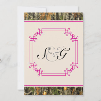 Hot Pink Camo Rustic Hunting Wedding Invitation