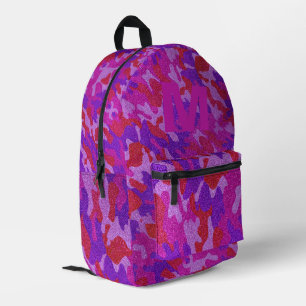 Hot Pink Camouflage Glitter Outdoorsy Monogrammed Printed Backpack