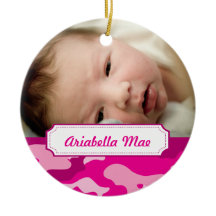 Hot Pink Camouflage Photo Christmas Tree Ornament