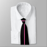 Hot Pink Centred Thin Vertical Line on Black Tie<br><div class="desc">Hot Pink Centred Thin Vertical Line on Black</div>