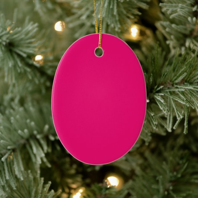Hot Pink ceramic oval ornament (Tree)