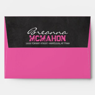 Hot Pink Chalkboard Graduation Envelopes