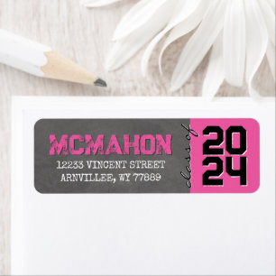 Hot Pink Chalkboard Graduation Return Address