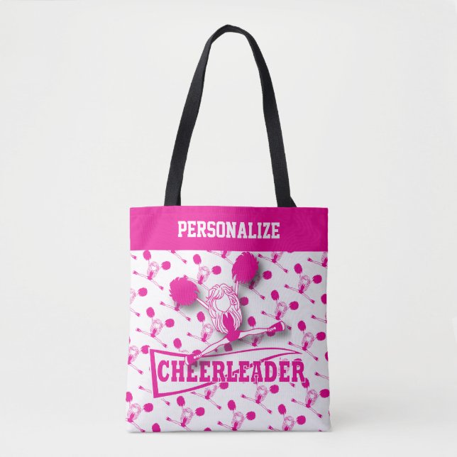 Hot Pink Cheerleader Girl Tote Bag (Front)