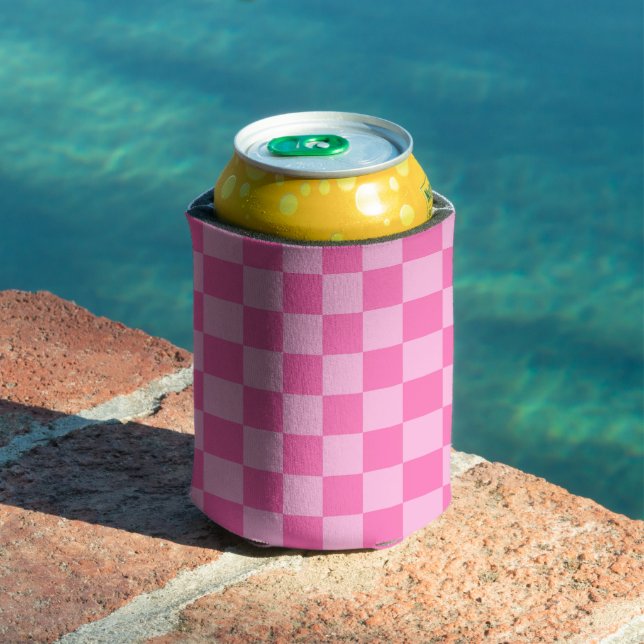 Hot Pink Chequerboard Can Cooler (In Situ Pool)