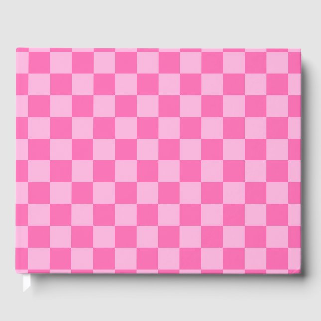 Hot Pink Chequerboard Guest Book (Front)