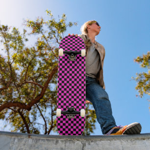 Hot Pink Chequerboard Skateboard