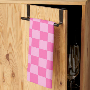 Hot Pink Chequerboard Tea Towel