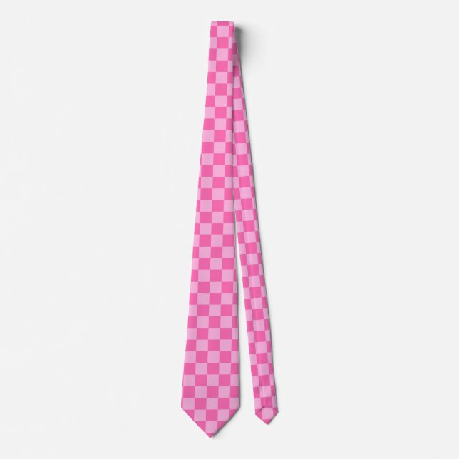 Hot Pink Chequerboard Tie (Front)