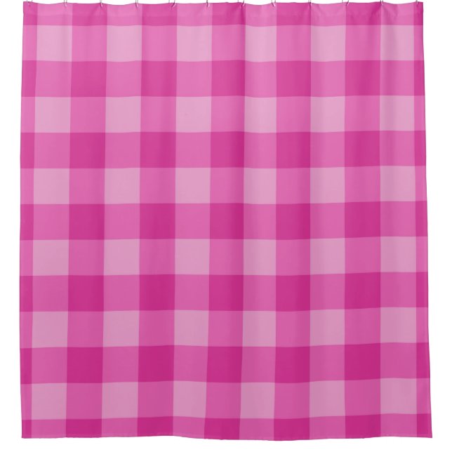Hot Pink Chequered Squares Plaid Pinks Shower Curtain (Front)